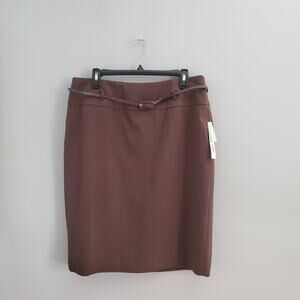 Apt. 9 Stretch Brown Straight Pencil Belted Skirt 14